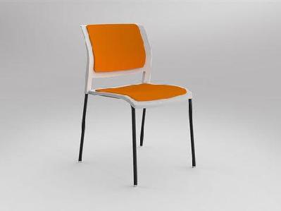 ol game fabric upholstered breakout chair -4 legs white shellbright orange / black