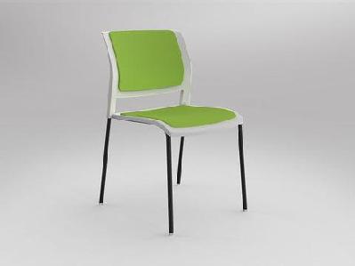 ol game fabric upholstered breakout chair -4 legs white shelllime green / black