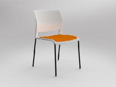 ol game upholstered seat breakout chair -4 legs white shellbright orange / black