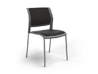 ol game fabric upholstered charcoal shell breakout chair -4 legsslate grey / chrome