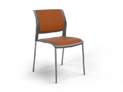 ol game fabric upholstered charcoal shell breakout chair -4 legsbright orange / chrome