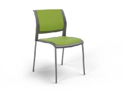 ol game fabric upholstered charcoal shell breakout chair -4 legslime green / chrome