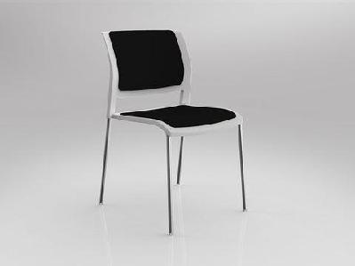 ol game fabric upholstered breakout chair -4 legs white shellblack / chrome