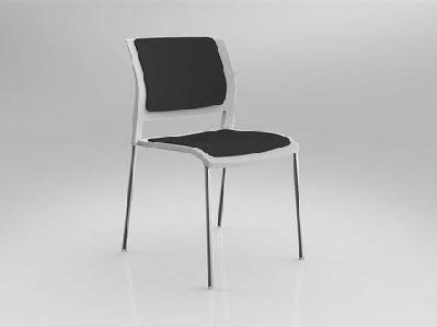 ol game fabric upholstered breakout chair -4 legs white shellslate grey / chrome