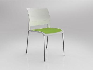 ol game upholstered seat breakout chair -4 legs white shelllime green / chrome
