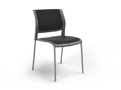 ol game fabric upholstered charcoal shell breakout chair -4 legsblack / silver