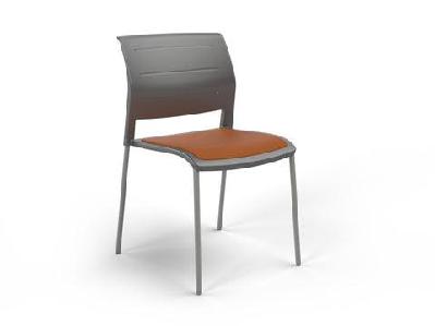 ol game 4 legs upholstered seat visitor stacking chair - charcoal shell plum / chrome 