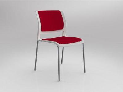 ol game fabric upholstered breakout chair -4 legs white shelltomato red / silver