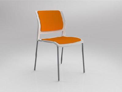 ol game fabric upholstered breakout chair -4 legs white shell bright orange / white