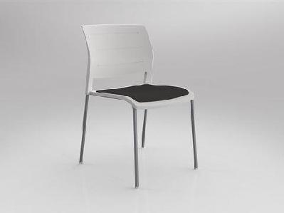 ol game upholstered seat breakout chair -4 legs white shellslate grey / silver