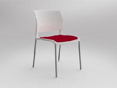 ol game upholstered seat breakout chair -4 legs white shelltomato red / silver
