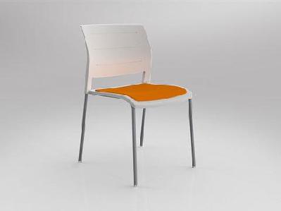 ol game upholstered seat breakout chair -4 legs white shell bright orange / white