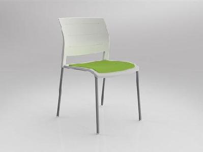 ol game upholstered seat breakout chair -4 legs white shelllime green / silver