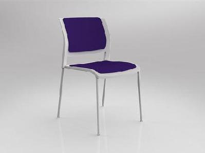 ol game fabric upholstered breakout chair -4 legs white shellplum / white