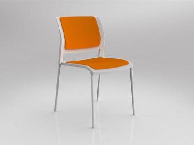 ol game fabric upholstered breakout chair -4 legs white shellbright orange / white
