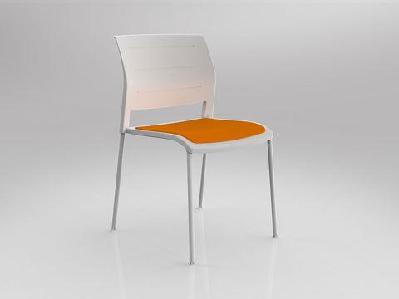 ol game upholstered seat breakout chair -4 legs white shellbright orange / white