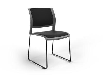 ol game fabric upholstered hospitality stacking chair - charcoal shellblack / black