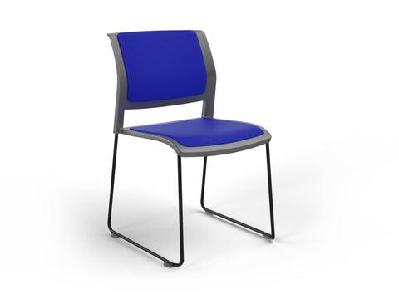 ol game fabric upholstered hospitality stacking chair - charcoal shellplum / black
