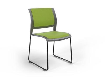 ol game fabric upholstered hospitality stacking chair - charcoal shell black / chrome