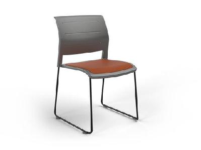 ol game hospitality stacking chair - charcoal shell upholstered seatbright orange / black