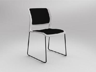 ol game fabric upholstered breakout stacking chair -white shellblack / black