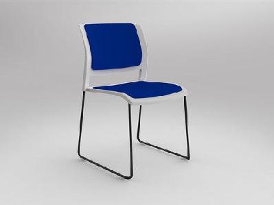 ol game fabric upholstered breakout stacking chair -white shellsky blue / black