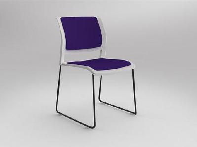 ol game fabric upholstered breakout stacking chair -white shellplum / black