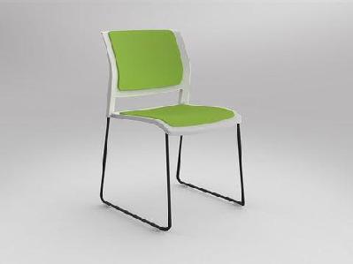 ol game fabric upholstered breakout stacking chair -white shelllime green / black
