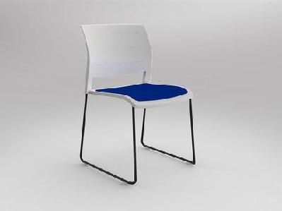 ol game slade base fabric seat hospitality stacking chair - white shellsky blue / black