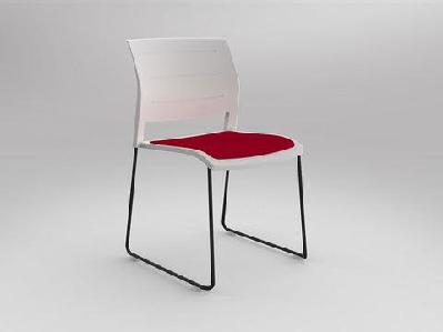 ol game slade base fabric seat hospitality stacking chair - white shelltomato red / black