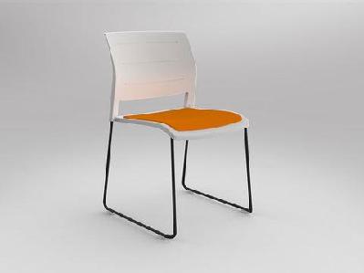 ol game slade base fabric seat hospitality stacking chair - white shellbright orange / black