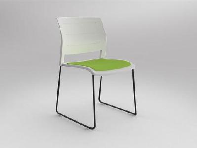 ol game slade base fabric seat hospitality stacking chair - white shelllime green / black