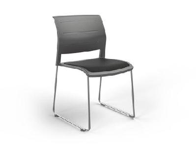 ol game hospitality stacking chair - charcoal shell upholstered seatslate grey / chrome