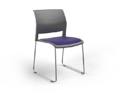 ol game hospitality stacking chair - charcoal shell upholstered seatplum / chrome