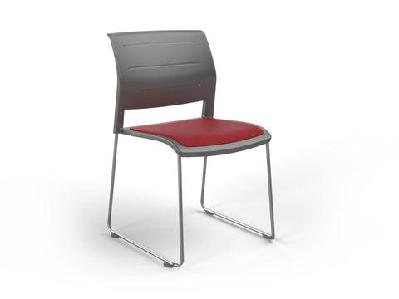 ol game hospitality stacking chair - charcoal shell upholstered seattomato red / chrome 