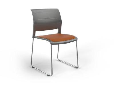 ol game hospitality stacking chair - charcoal shell upholstered seatbright orange / chrome