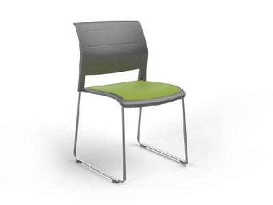 ol game hospitality stacking chair - charcoal shell upholstered seat bright orange / white