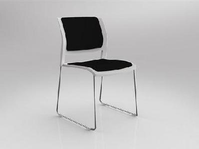 ol game fabric upholstered breakout stacking chair -white shellblack / chrome 