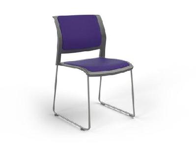 ol game fabric upholstered hospitality stacking chair - charcoal shellplum / chrome