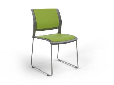 ol game fabric upholstered hospitality stacking chair - charcoal shelllime green / white