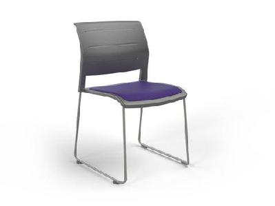 ol game hospitality stacking chair - charcoal shell upholstered seatplum / silver