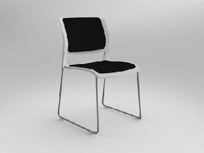 ol game fabric upholstered breakout stacking chair -white shellblack / silver