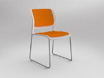 ol game fabric upholstered breakout stacking chair -white shell lime green / chrome