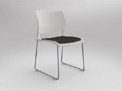 ol game slade base fabric seat hospitality stacking chair - white shellblack / silver 