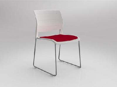 ol game slade base fabric seat hospitality stacking chair - white shelltomato red / silver 