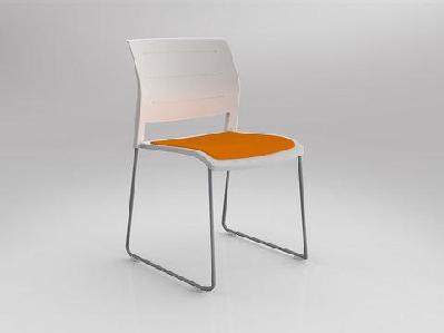 ol game slade base fabric seat hospitality stacking chair - white shellbright orange / silver