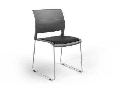 ol game hospitality stacking chair - charcoal shell upholstered seatblack / white