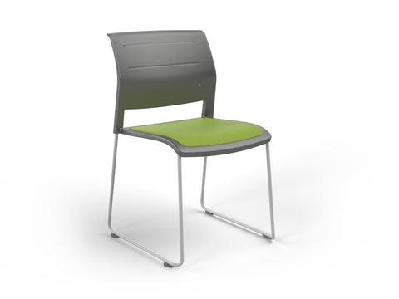 ol game hospitality stacking chair - charcoal shell upholstered seatlime green / white