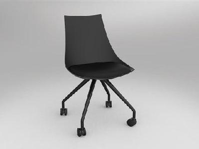 ol luna black chair with castor baseblack eurotex pu
