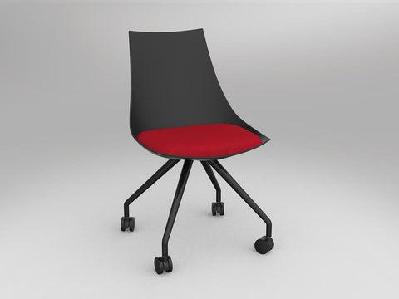 ol luna black chair with castor basechilli red